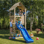 Spielturm GOO CAROL 1 | Klettergerüst OUTDOOR | 1 Turm | bis zu 6 Kinder | Holzdach - Kletterling – einfach Kind sein