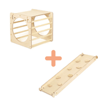 Spielset "Neugierde" natur - Kletterwürfel mit Kletterrutsche - Kletterling – einfach Kind sein