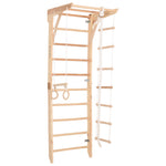 Kletterwand für die ganze Familie – Klettergerüst Indoor aus Holz mit Wand-Reck, Stange, Gymnastikringen, Kletterseil, schwedischer Leiter – sicherem Lack – Ansicht 1
