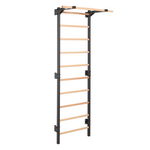 Metallische Sprossenwand STEEL PURE mit Klimmzugstange – Graphit | RINAGYM – Ansicht 1