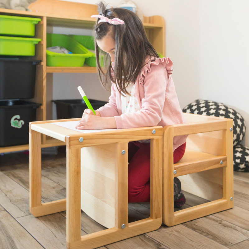 Hocker & Tisch Capo Cube - CUBE Wooden Kids Stool & Table