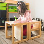 Hocker & Tisch Capo Cube - CUBE Wooden Kids Stool & Table