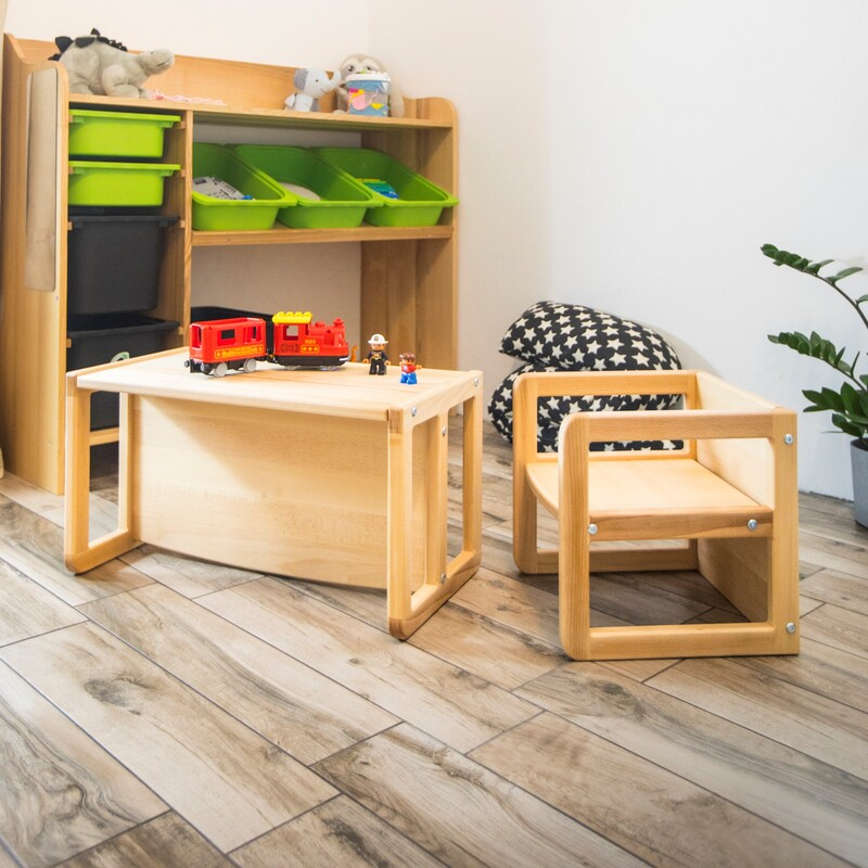 Hocker & Tisch Capo Cube - CUBE Wooden Kids Stool & Table
