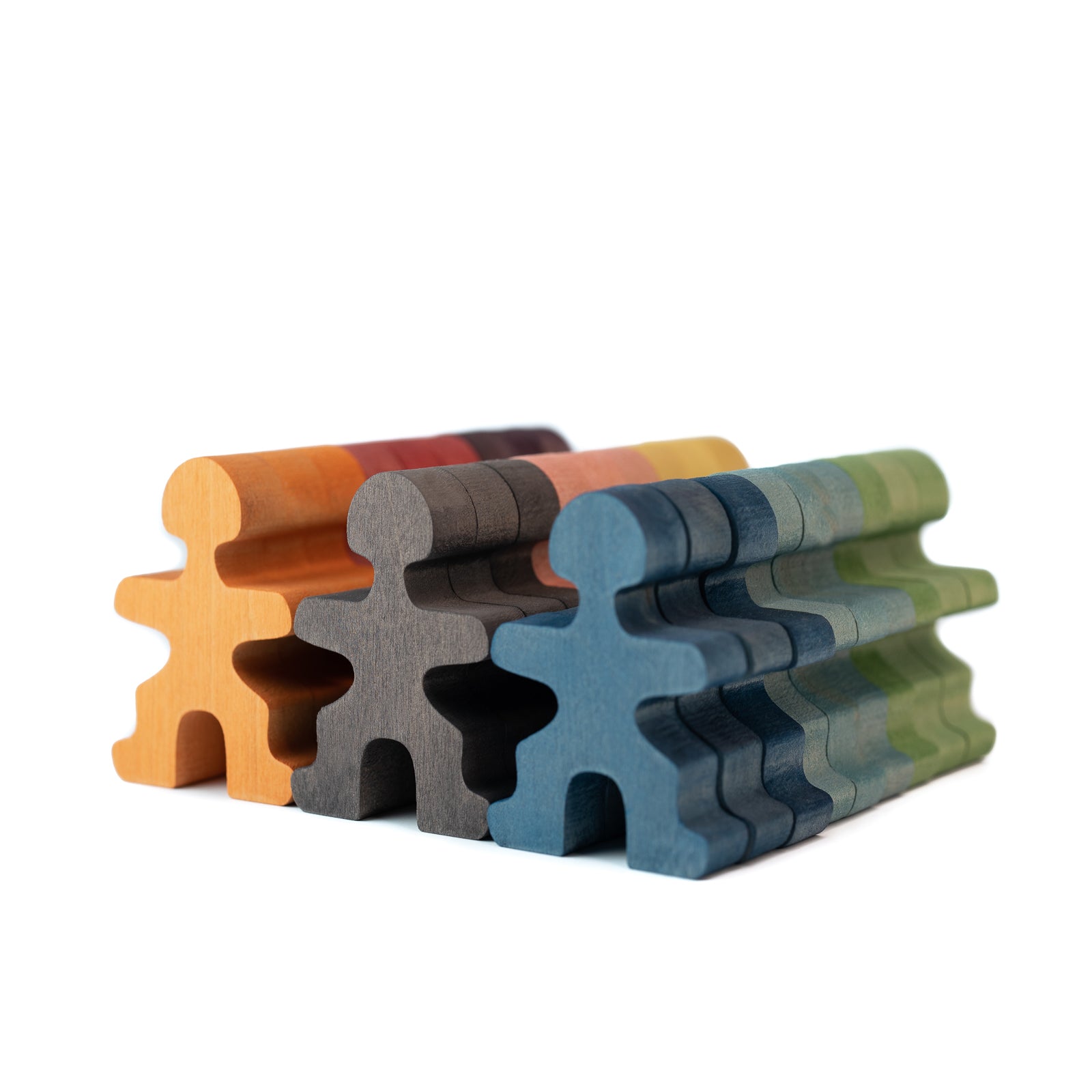 Bunte Holzfiguren Color Set - Colored Flockmen Set (27 pcs)