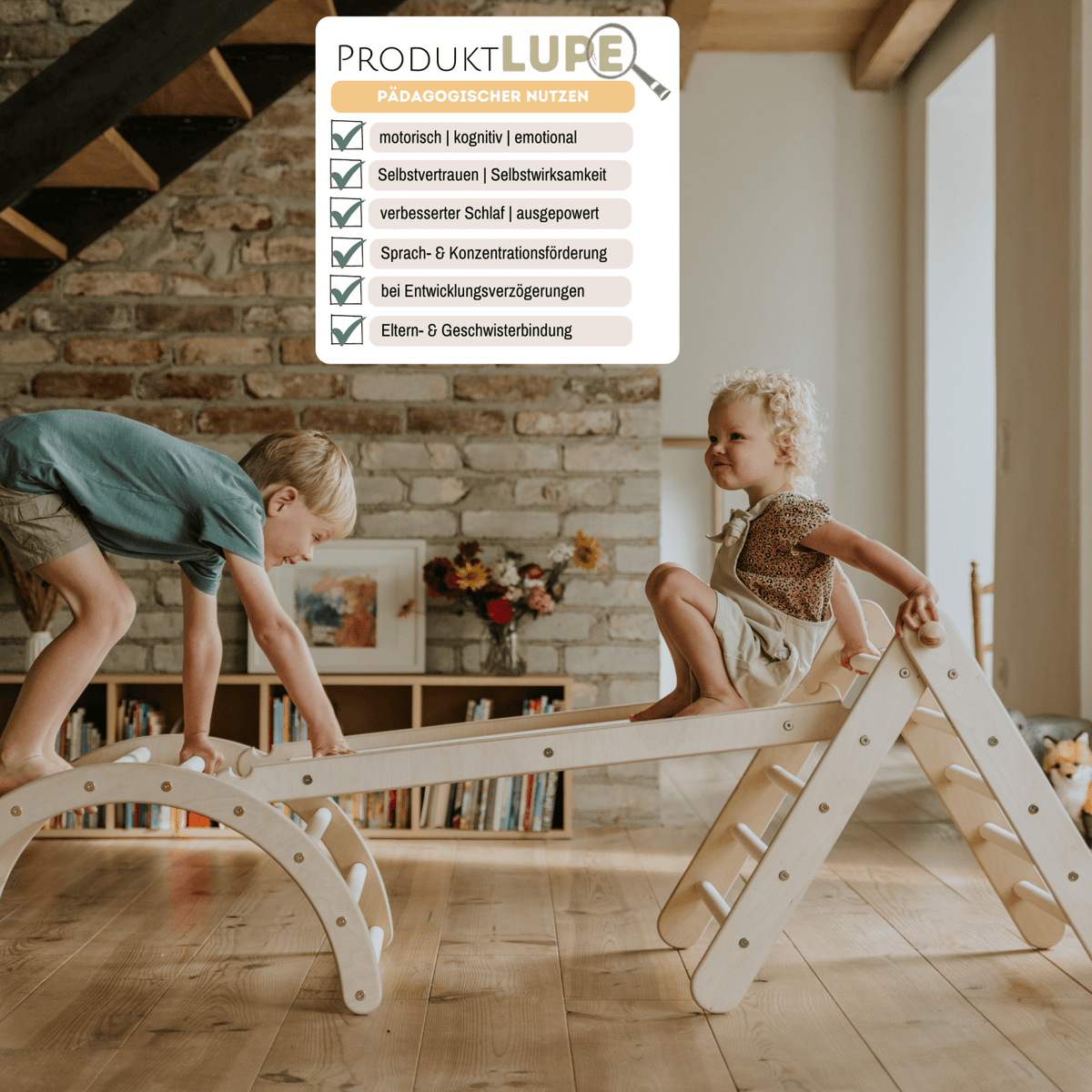 höhenverstellbares Kletterdreieck - Set ZICKENLING SET | 5 - fach verstellbar | 60cm| Dreieck + Rutsche + Bogen - Kletterling – einfach Kind sein