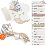 3er Set AFFENLING UP | dreiseitiges Kletterdreieck (Orang - Utan 87cm) mit Rutsche & Hörnchen Wippe - Kletterling – einfach Kind sein