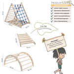 3er Set LEMURENLING UP | dreiseitiges Kletterdreieck (Orang - Utan 87cm) mit Rutsche & Hörnchen Wippe - Kletterling – einfach Kind sein