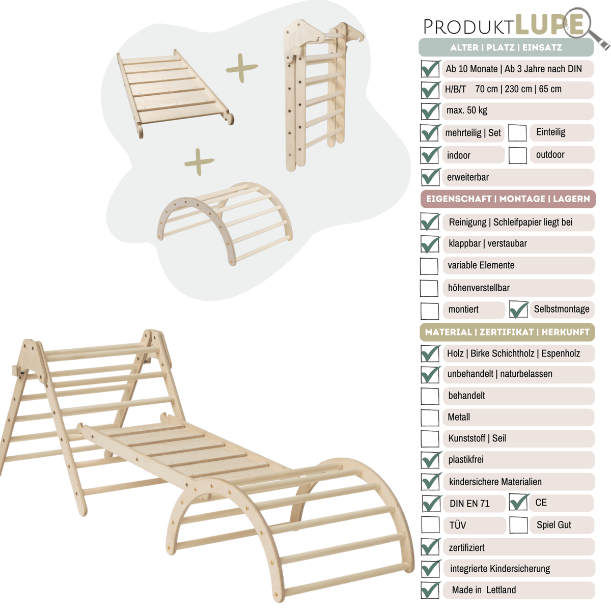 Kletterdreieck - Set KOALALING | 3 - teilig | klappbares Kletterdreieck | Zubehör erhältlich - Kletterling – einfach Kind sein