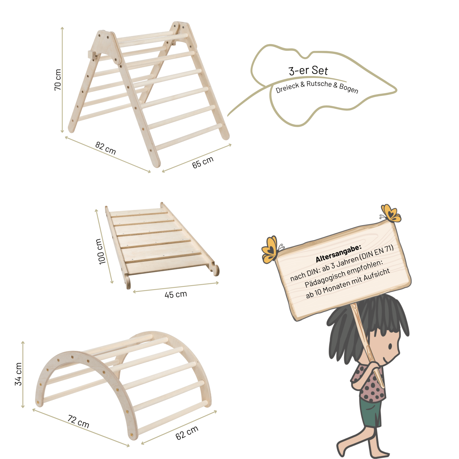 Kletterdreieck - Set KOALALING | 3 - teilig | klappbares Kletterdreieck | Zubehör erhältlich - Kletterling – einfach Kind sein