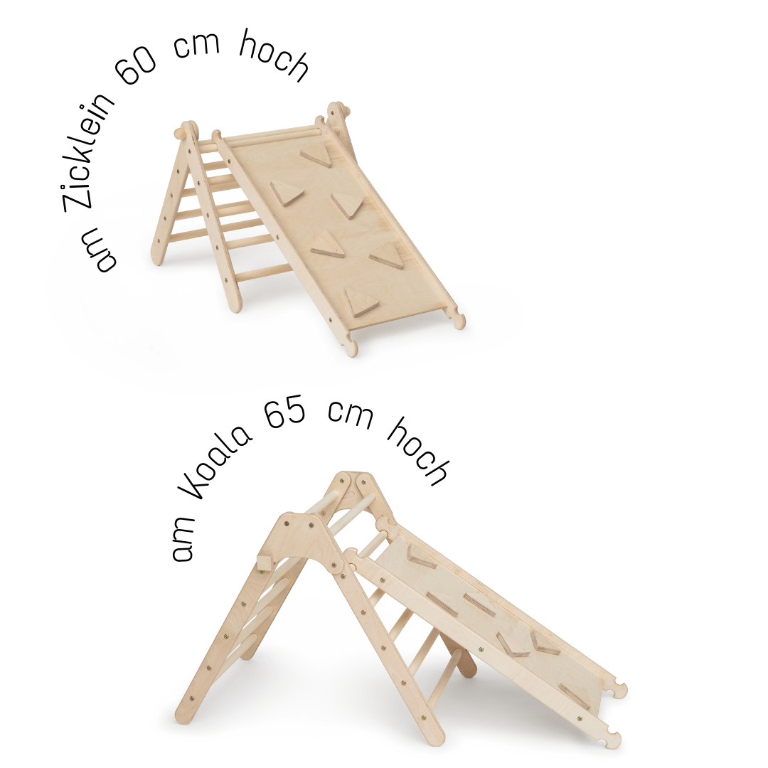 Rutsche UP mit Kletterseite | 100cm | unbehandelt | für Kletterdreieck & Sprossenwand - Kletterling – einfach Kind sein