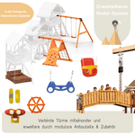 Spielturm GOO SPACE | Klettergerüst OUTDOOR | 3 Türme | 2 Brücken | Matschküche & mehr - Kletterling – einfach Kind sein
