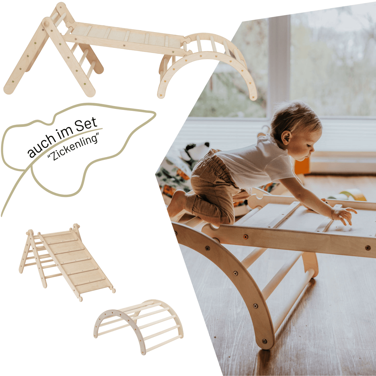 Höhenverstellbares Kletterdreieck ZICKLEIN | 5 - fach verstellbar | 60cm | 1 Teil | verstaubar - Kletterling – einfach Kind sein