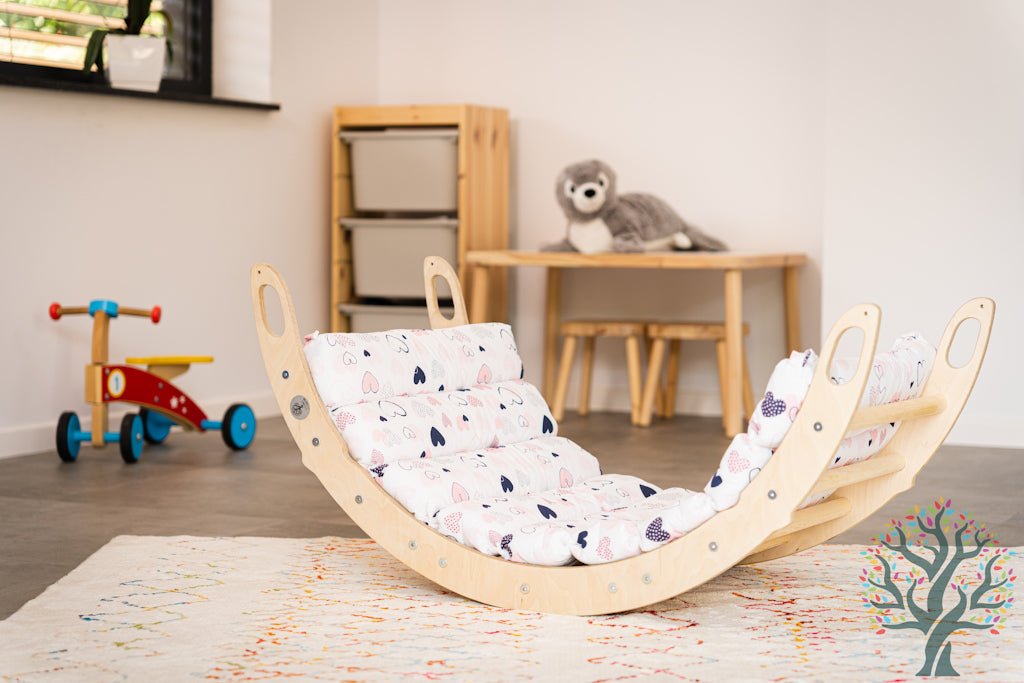 Kletter - Set mit Rollenrutsche 4in1 (Medium) - Wippe, klappbares Dreieck, Klettersteig & Rollrutsche - Förderung der motorischen Fähigkeiten ab 2 Jahren - Kletterling – einfach Kind sein