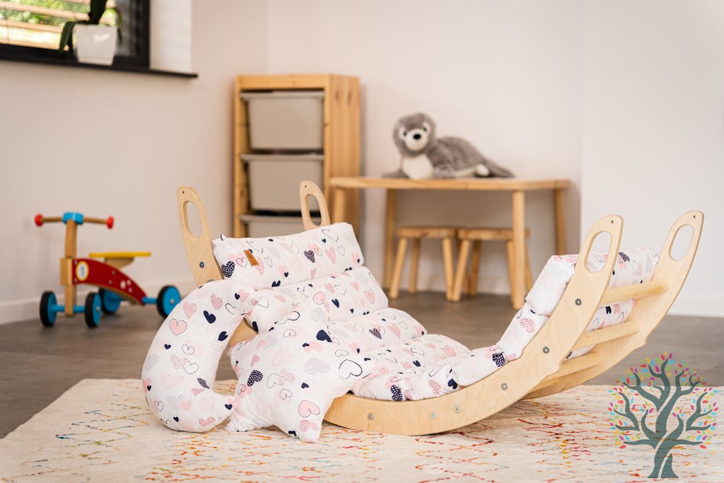 Kletter - Set mit Rollenrutsche 4in1 (Medium) - Wippe, klappbares Dreieck, Klettersteig & Rollrutsche - Förderung der motorischen Fähigkeiten ab 2 Jahren - Kletterling – einfach Kind sein