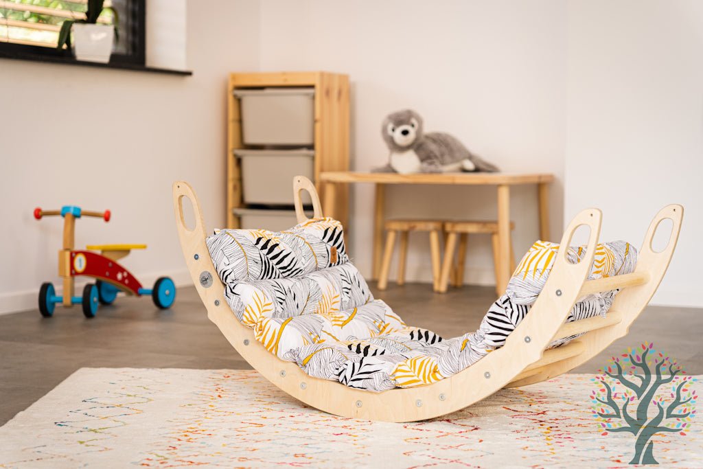 Kletter - Set mit Rollenrutsche 4in1 (Medium) - Wippe, klappbares Dreieck, Klettersteig & Rollrutsche - Förderung der motorischen Fähigkeiten ab 2 Jahren - Kletterling – einfach Kind sein