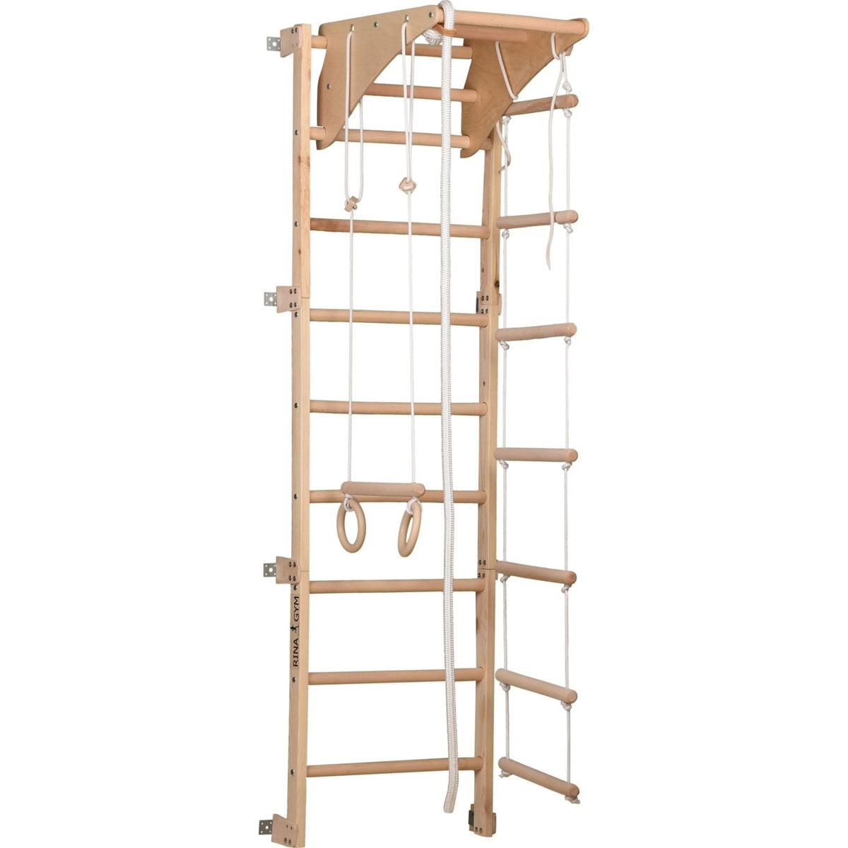 Sprossenwand | 80 kg | 210x70 cm | Klimmzug | Seilleiter | Gymnastikringe - Kletterling – einfach Kind sein