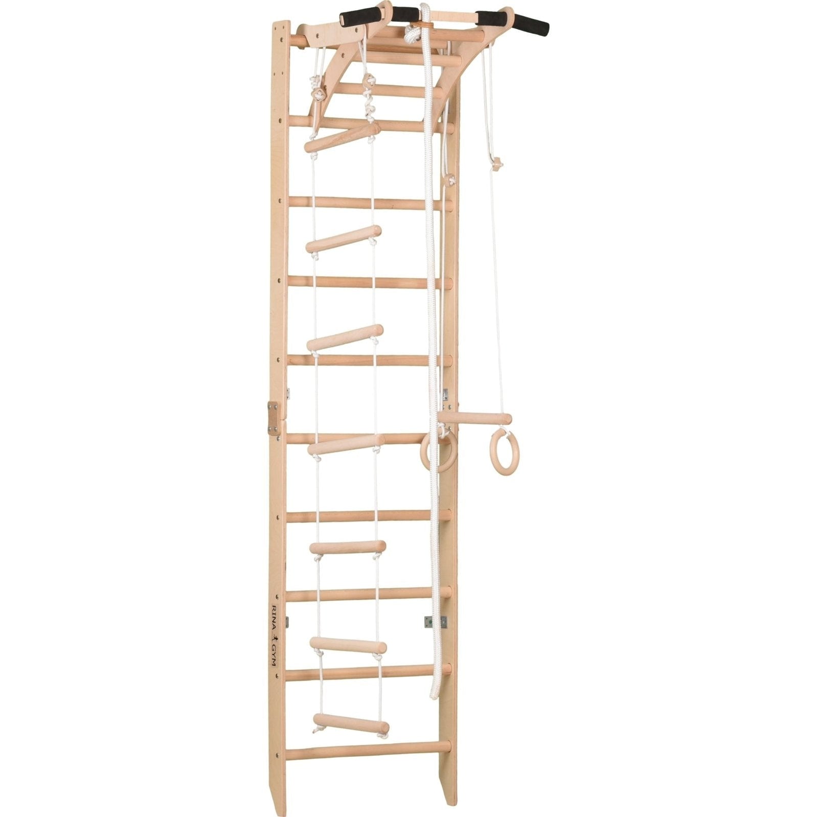 Sprossenwand 100 kg | mit Klimmzug, Seilleiter und Gymnastikringen