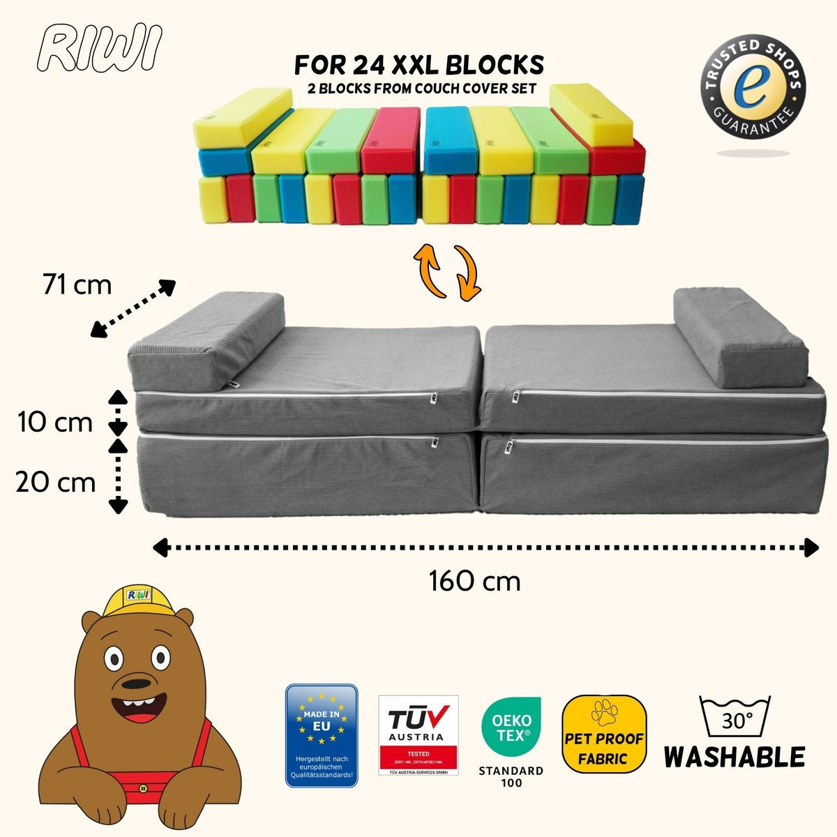 Spielsofa mit Stauraum Riwi - RIWI® 2-in-1 Spielsofa & Aufbewahrungs-Set