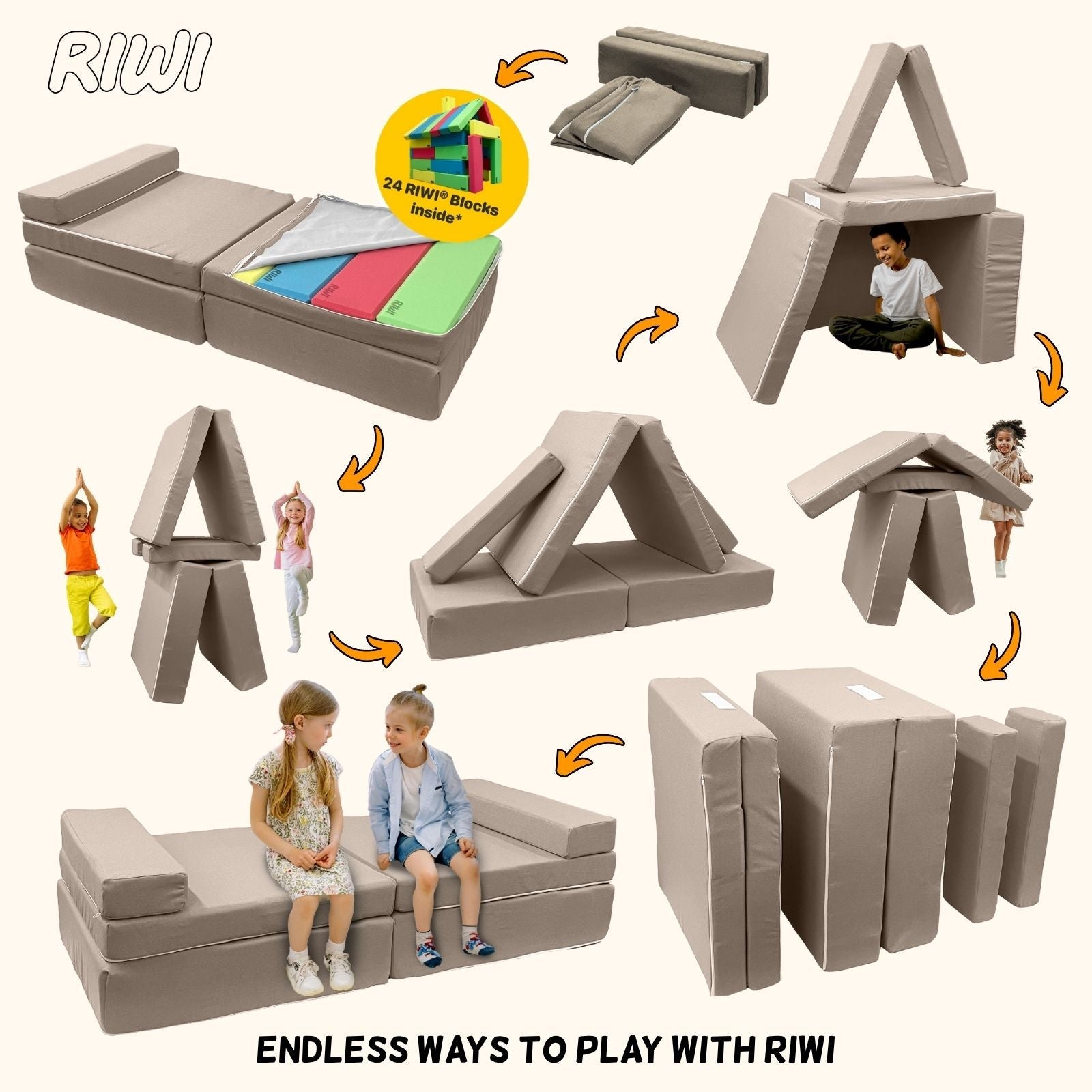 Spielsofa mit Stauraum Riwi - RIWI® 2-in-1 Spielsofa & Aufbewahrungs-Set