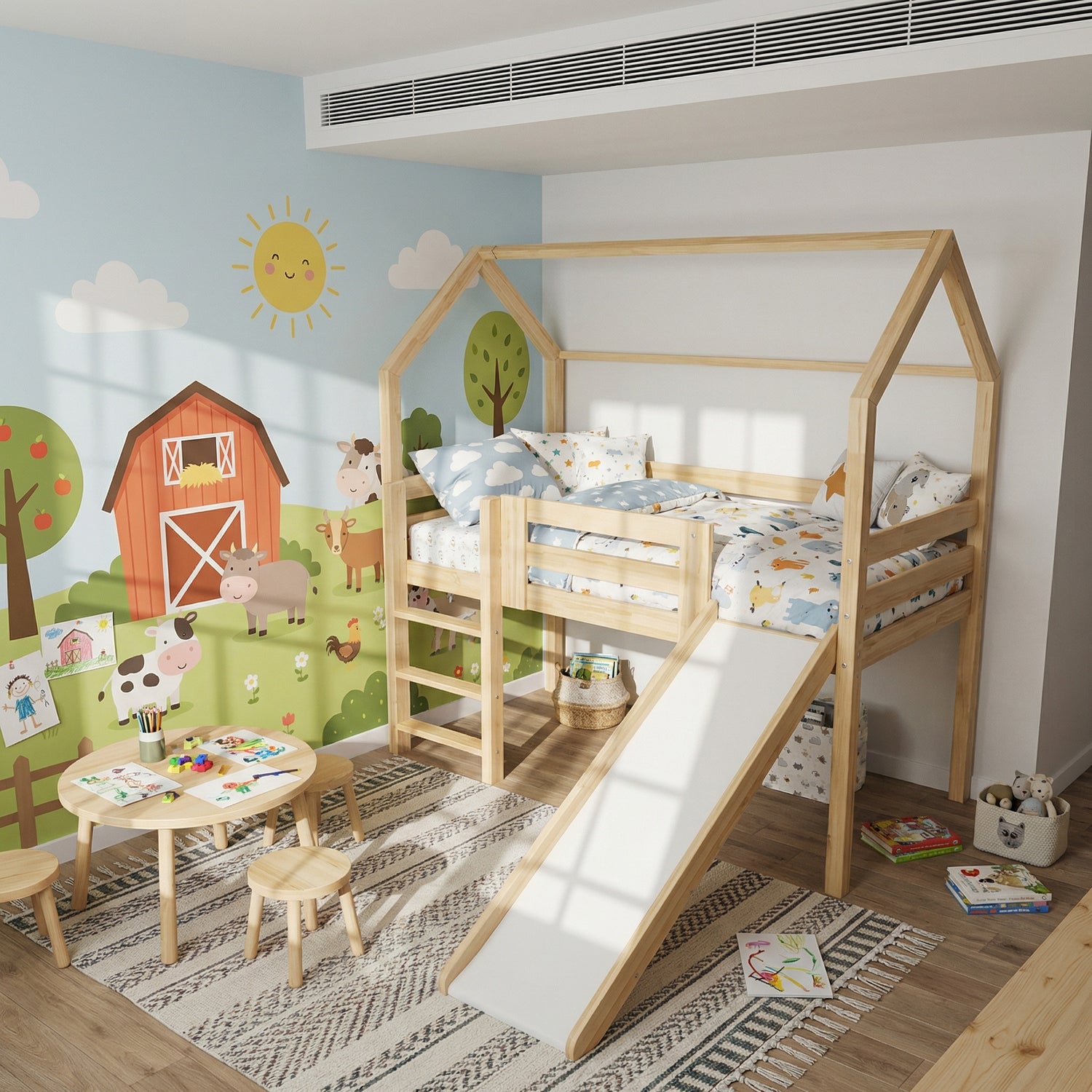 Hausbett WOLKENHAUS RUTSCHE 90x200 cm mit Leiter