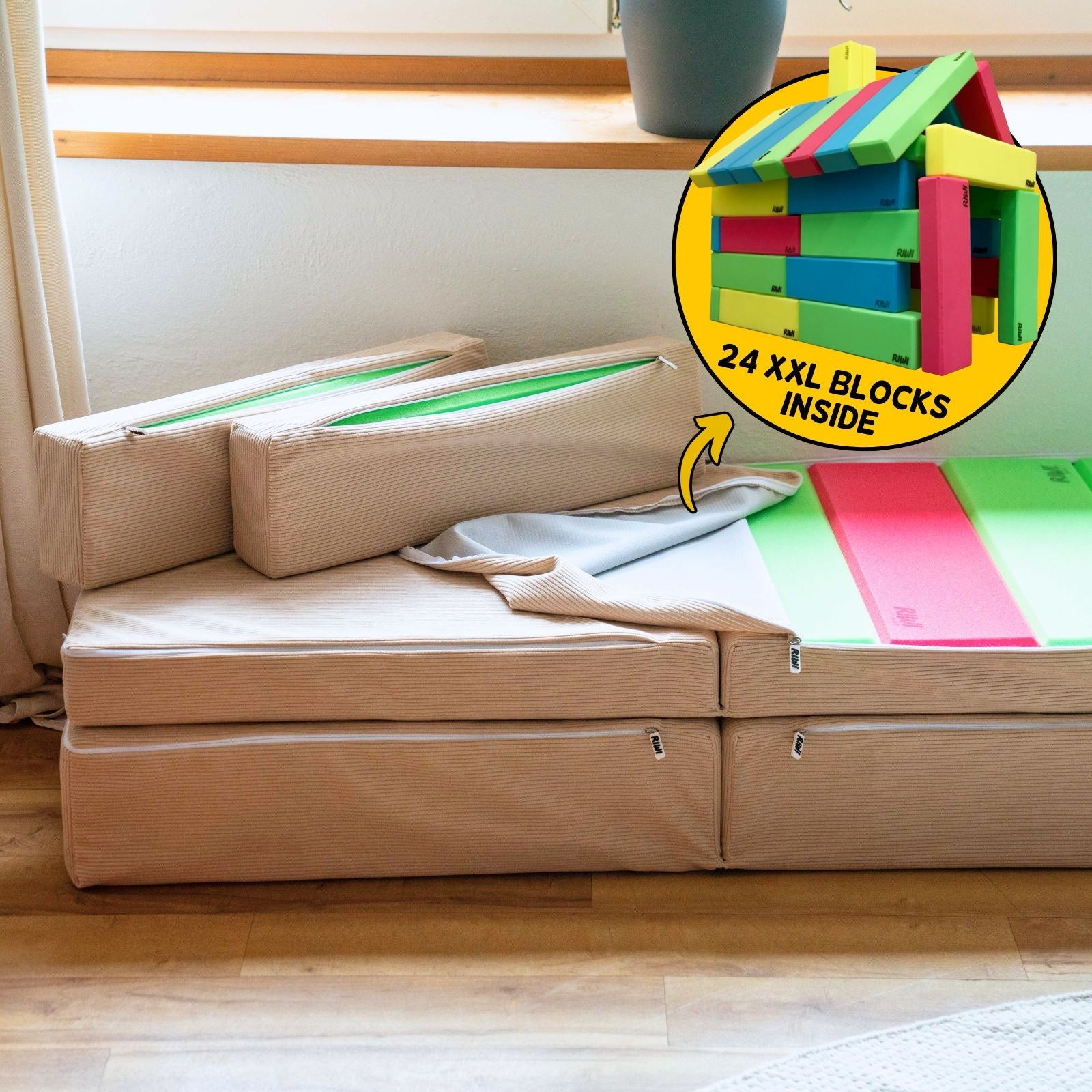 Spielsofa mit Stauraum Riwi - RIWI® 2-in-1 Spielsofa & Aufbewahrungs-Set