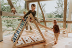 3er Set LEMURENLING UP | dreiseitiges Kletterdreieck (Orang - Utan 87cm) mit Rutsche & Hörnchen Wippe - Kletterling – einfach Kind sein