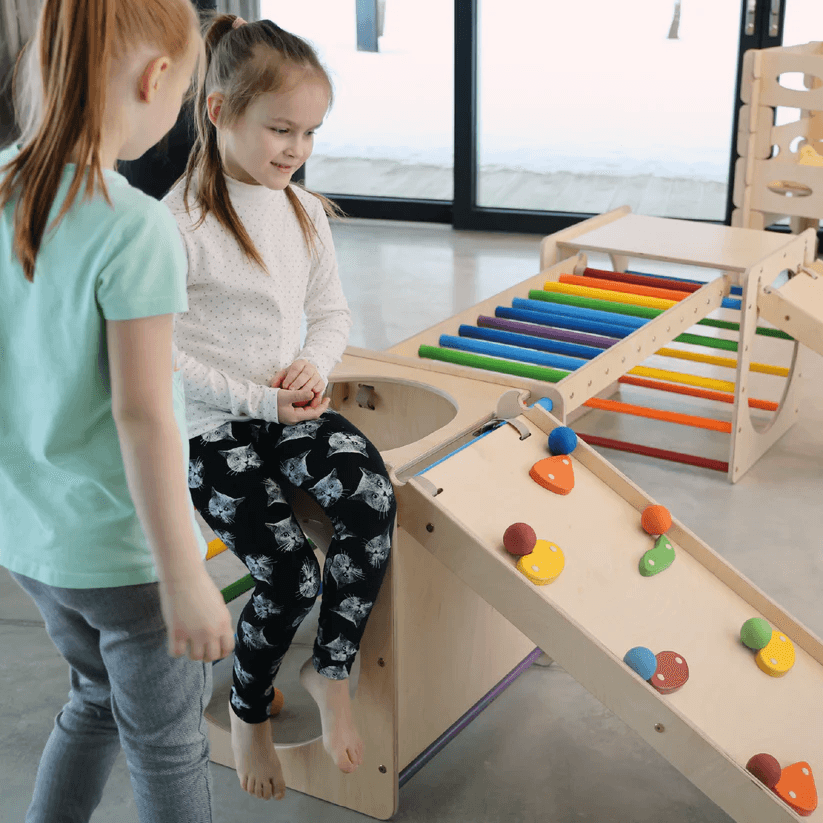 Spielset "Freunde" natur - Kletterwürfel mit einer Kletter - und Rutschrampe - Kletterling – einfach Kind sein