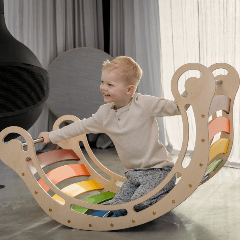 Spielset "Energetic" natur - XXL Bogen mit Rutsche und Kissen - Kletterling – einfach Kind sein