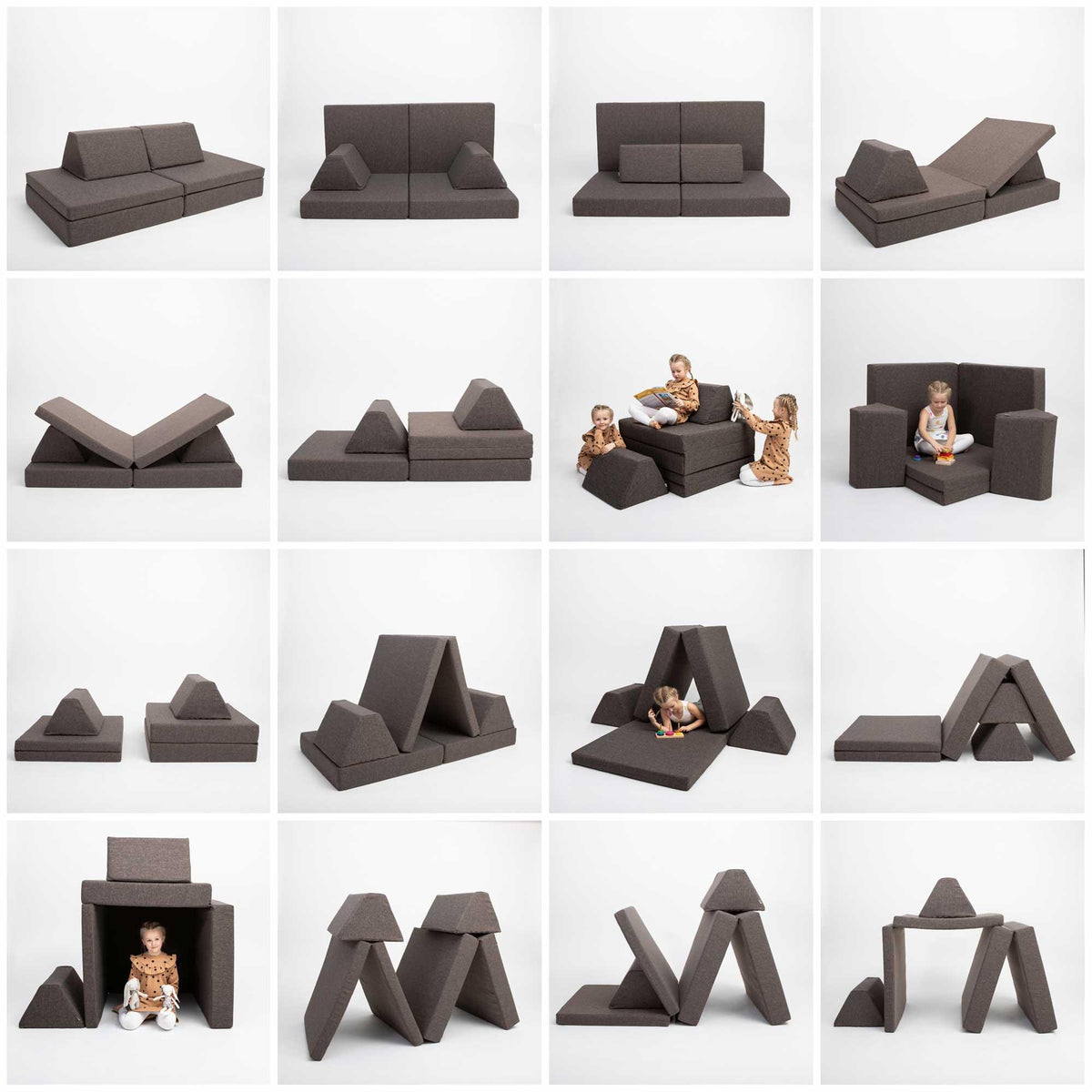 Universelles Kindersofa von monboxy in Dunkelbraun - Kletterling – einfach Kind sein
