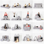 Universelles Kindersofa von monboxy in Grau - Kletterling – einfach Kind sein
