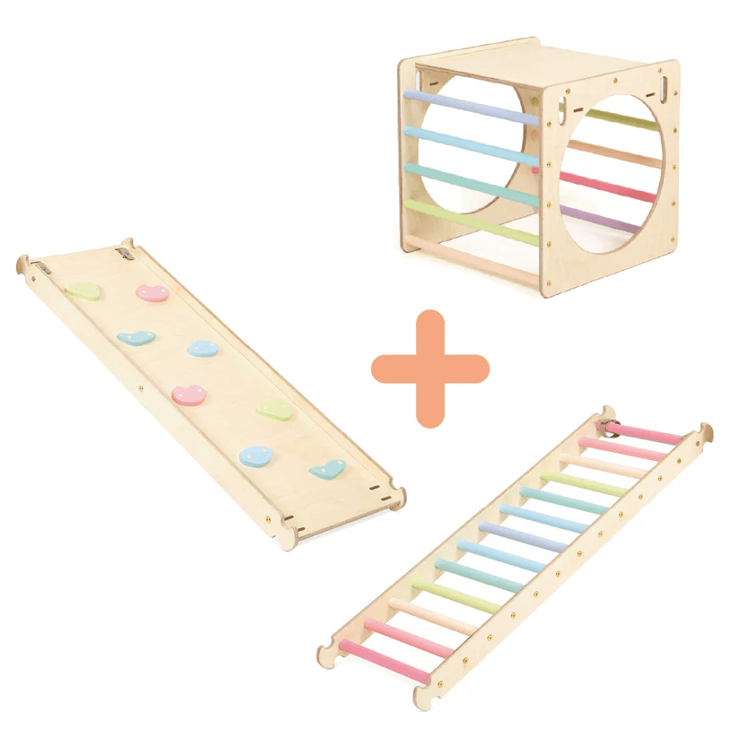 Spielset "Freunde" bunt - Kletterwürfel mit einer Kletter - und Rutschrampe - Kletterling – einfach Kind sein