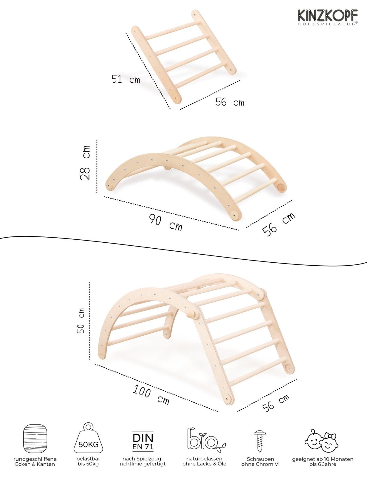KLEINER ZAUBERBERG | verstellbarer Kletterbogen | Wippe | Schaukelstuhl - Kletterling – einfach Kind sein
