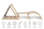 3er Set AFFENLING UP | dreiseitiges Kletterdreieck (Orang - Utan 87cm) mit Rutsche & Hörnchen Wippe - Kletterling – einfach Kind sein