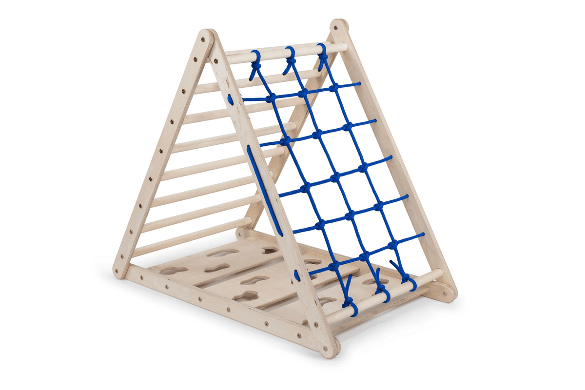 Kletterdreieck ORANG - UTAN UP | 3 - seitig | 87cm | mit Netz, Sprossen - und Kletterseite - Kletterling – einfach Kind sein