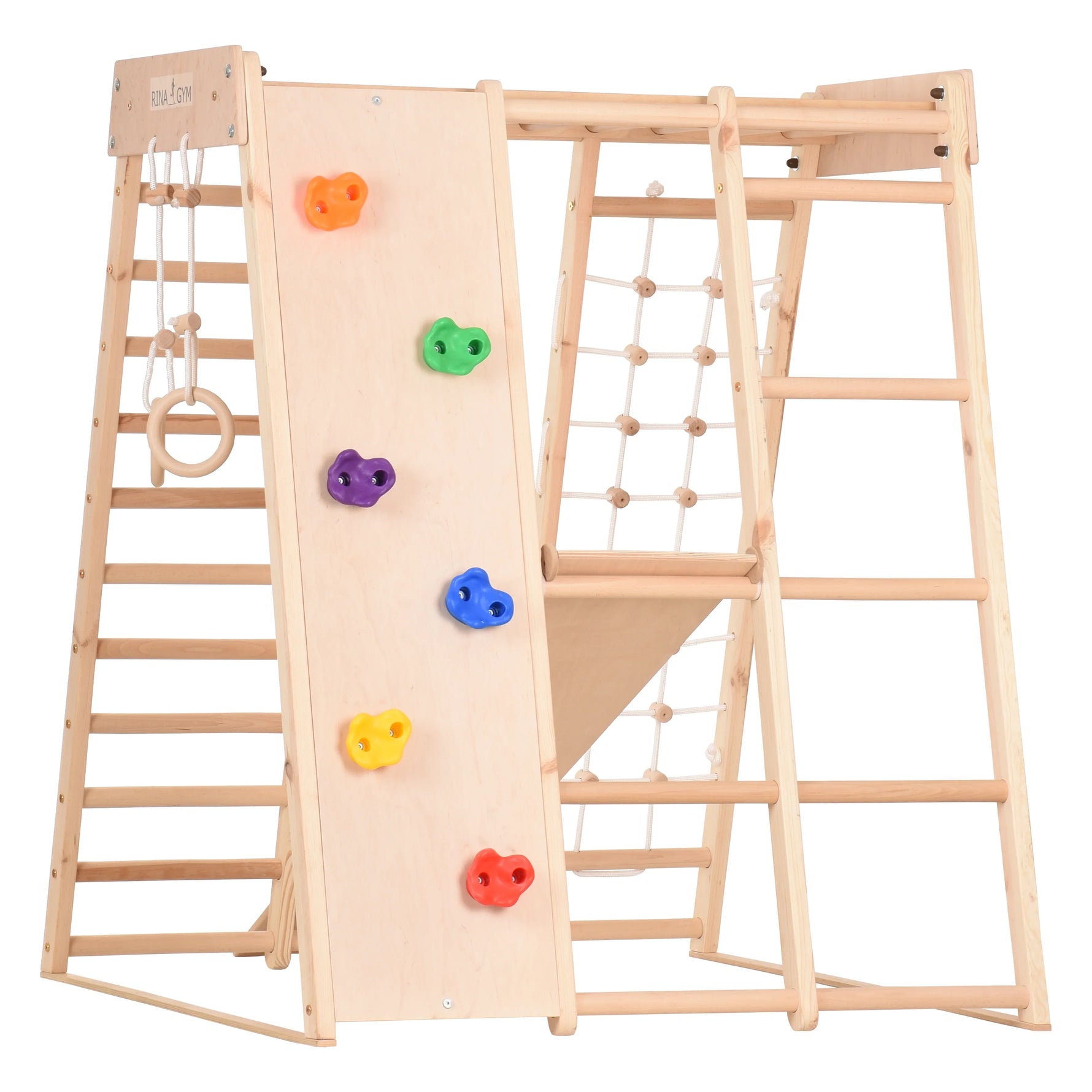 Klettergerüst PRO NATUR GYM | Sprossenwand, Rutsche, Ringe, Monkey Bar | ab 3 Jahren - Kletterling – einfach Kind sein