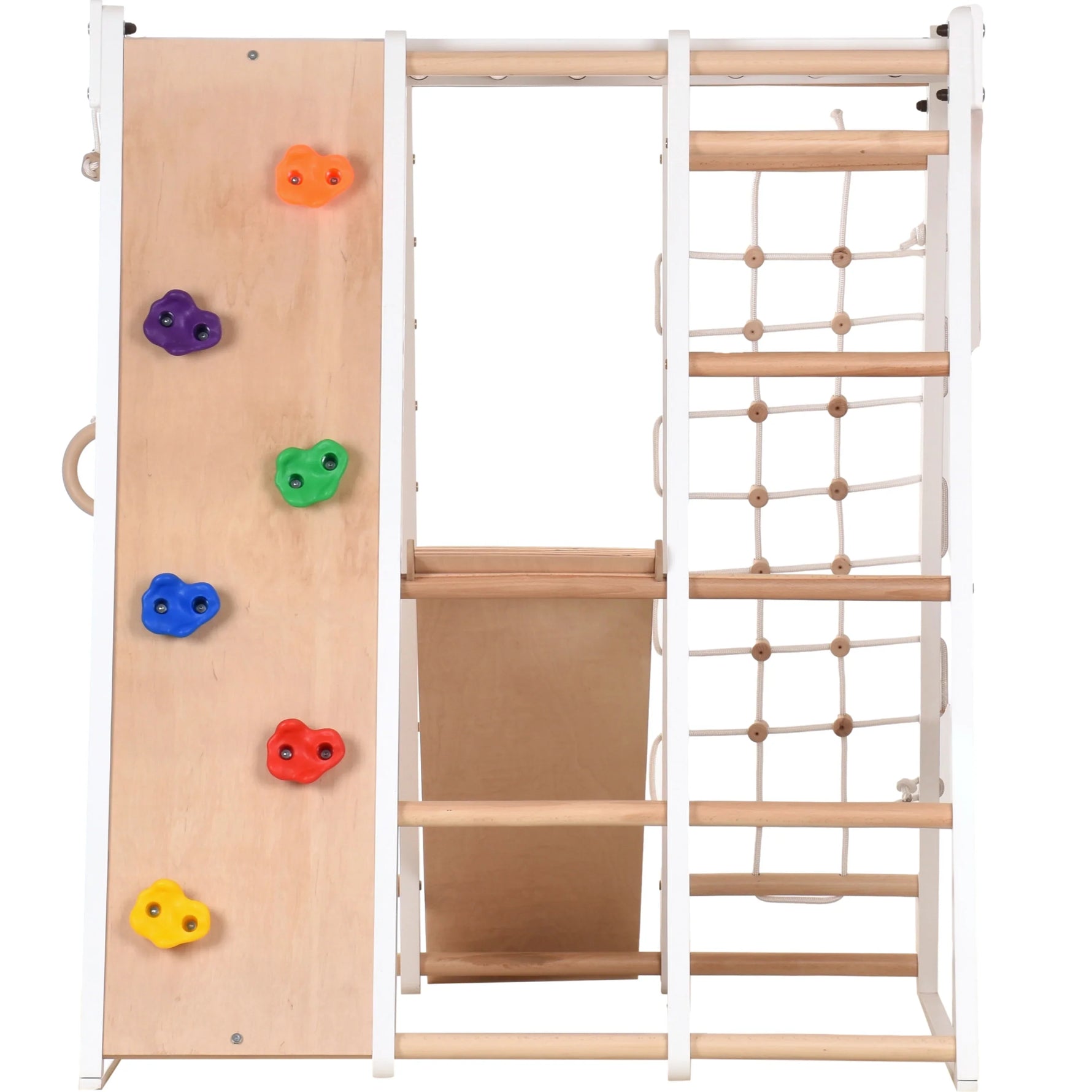 Klettergerüst PRO WHITE GYM | Sprossenwand, Ringe, Rutsche, Monkey Bar | ab 3 Jahren - Kletterling – einfach Kind sein