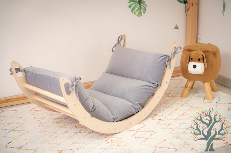 Kletter - Set 3in1 (Medium) - Wippe, klappbares Dreieck & Klettersteig - Für Kinder ab ca. 2 Jahren - Förderung der Motorik und Kreativität - Kletterling – einfach Kind sein