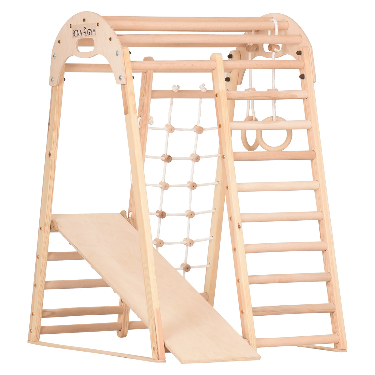 Klettergerüst NATUR GYM | Sprossenwand, Netz, Ringe | ab 3 Jahren - Kletterling – einfach Kind sein