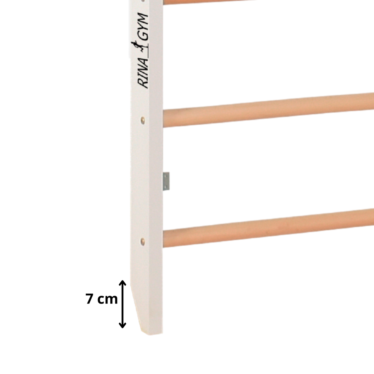 Sprossenwand mit Dip-Barren und abnehmbarer Klimmzugstange – Modell PRO PURE weiß, verstärkte Konstruktion für das Training zu Hause – Ansicht 8