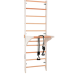 Sprossenwand mit Dip-Barren und abnehmbarer Klimmzugstange – Modell PRO PURE weiß, verstärkte Konstruktion für das Training zu Hause – Ansicht 9