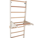 Sprossenwand mit Dip-Barren und abnehmbarer Klimmzugstange – Modell PRO PURE weiß, verstärkte Konstruktion für das Training zu Hause – Ansicht 14