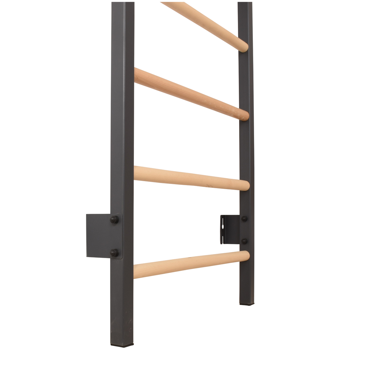 Metallische Sprossenwand STEEL 1 – Graphit mit Buchenholzsprossen | RINAGYM – Ansicht 3