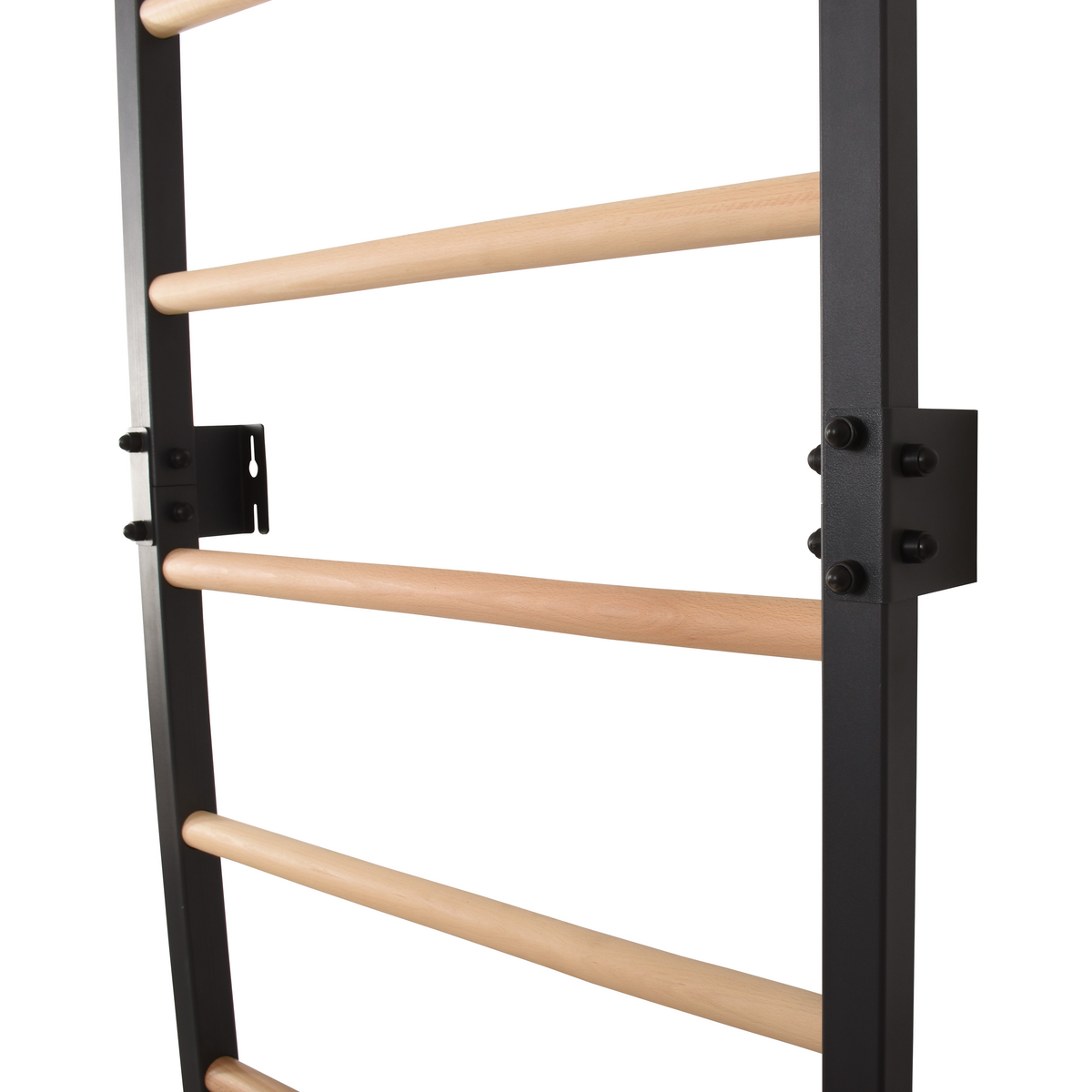 Metallische Sprossenwand STEEL KOM 2 – Graphit mit weißer Klimmzugstange, Ringen und Strickleiter | RINAGYM – Ansicht 10