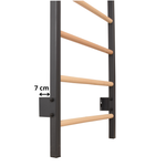 Metallische Sprossenwand STEEL KOM 2 – Graphit mit weißer Klimmzugstange, Ringen und Strickleiter | RINAGYM – Ansicht 18
