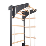 Metallische Sprossenwand STEEL KOM 2 – Graphit mit Klimmzugstange, Ringen und Strickleiter | RINAGYM – Ansicht 5