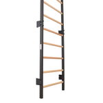 Metallische Sprossenwand STEEL KOM 2 – Graphit mit Klimmzugstange, Ringen und Strickleiter | RINAGYM – Ansicht 13
