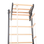Metallische Sprossenwand STEEL KOM 2 – Graphit mit Klimmzugstange, Ringen und Strickleiter | RINAGYM – Ansicht 17