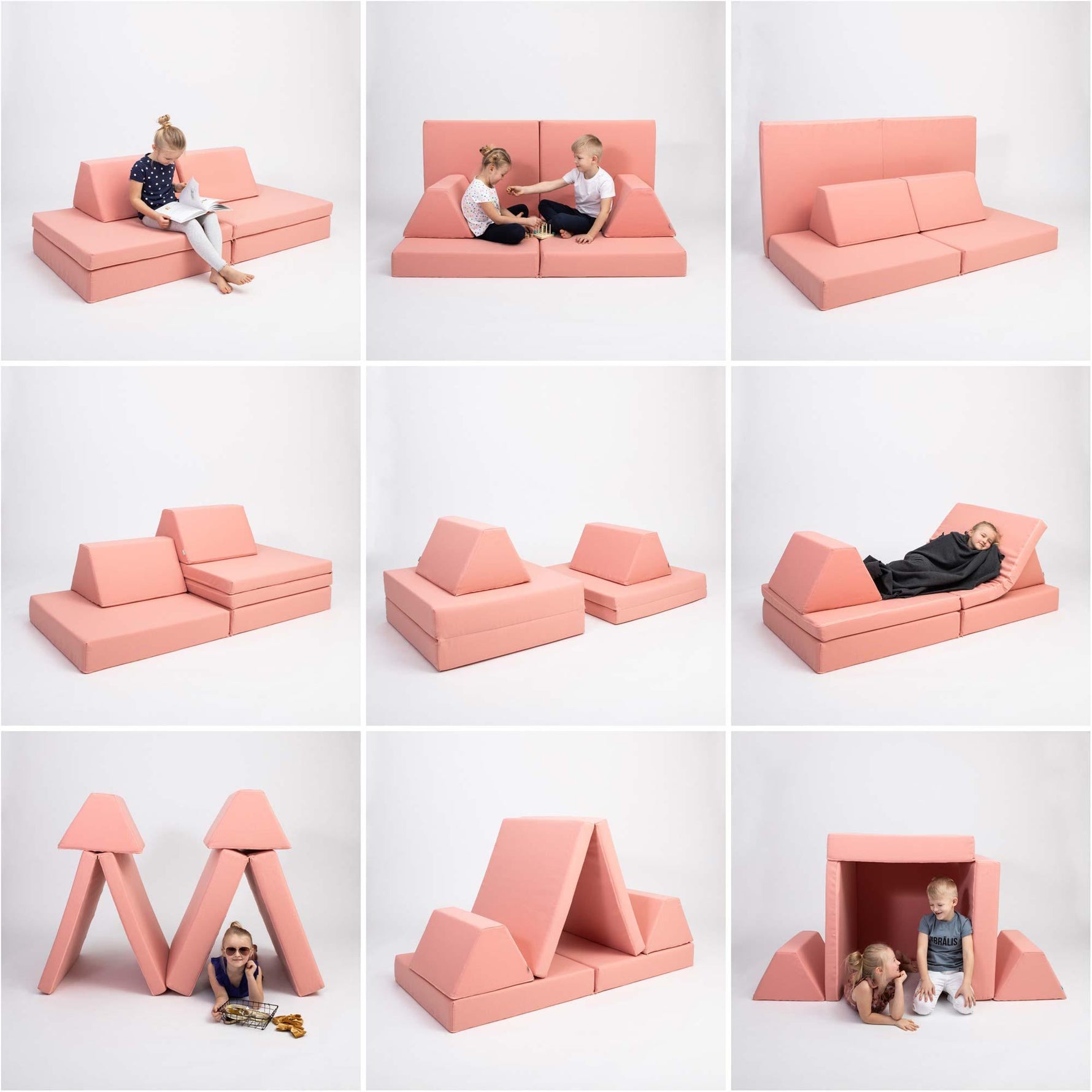 Universelles Kindersofa von monboxy in Lachsrosa - Kletterling – einfach Kind sein
