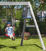 Spielturm GOO CAROL 2 | Klettergerüst OUTDOOR | in 3 Farben | bis zu 7 Kinder | Holzdach - Kletterling – einfach Kind sein
