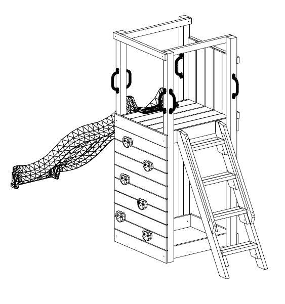 Spielturm TipTop mit Rutsche Leiter und Kletterwand, Klettergriffen, Bodenanker - Kletterling – einfach Kind sein